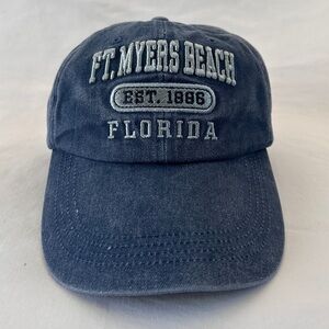 Ft. Myers Beach Florida Embroidered Baseball Cap Heathered Blue Adult OSFM